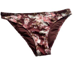 H&M Floral Flower Cheeky Bikini Bottoms Swimsuit Women Medium Large Brown Pink
